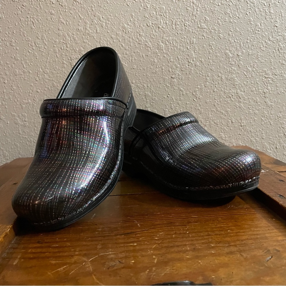 Dansko metallic striped professional clog. Women’s size EU 39.